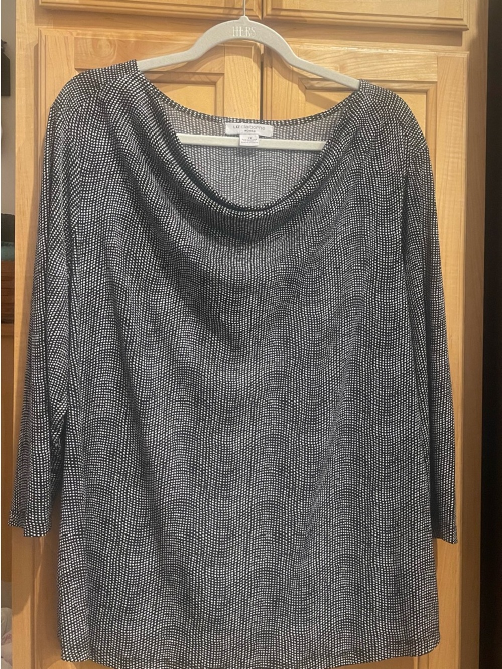 Liz Claiborne Black & White Cowl Neck Blouse